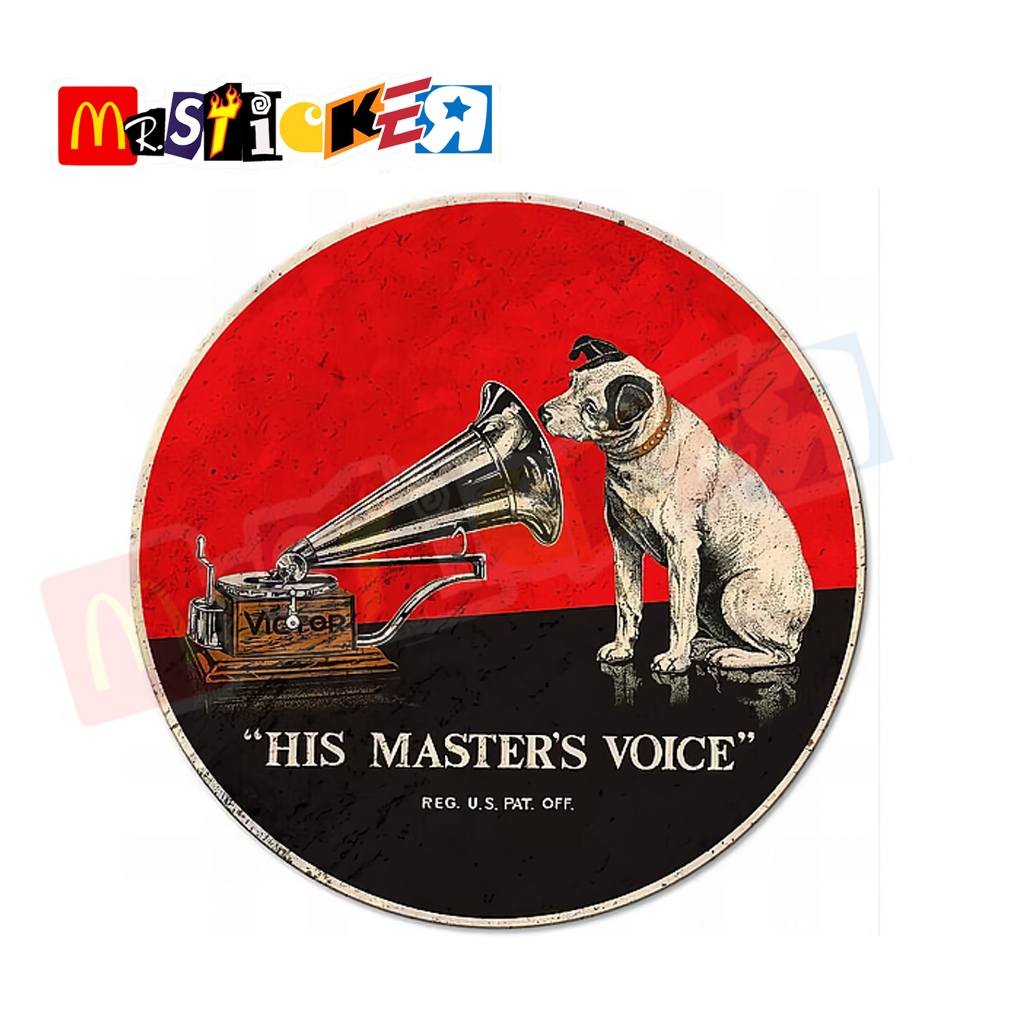 

sticker His Masters Voice HMV Records logo rounded stiker retro