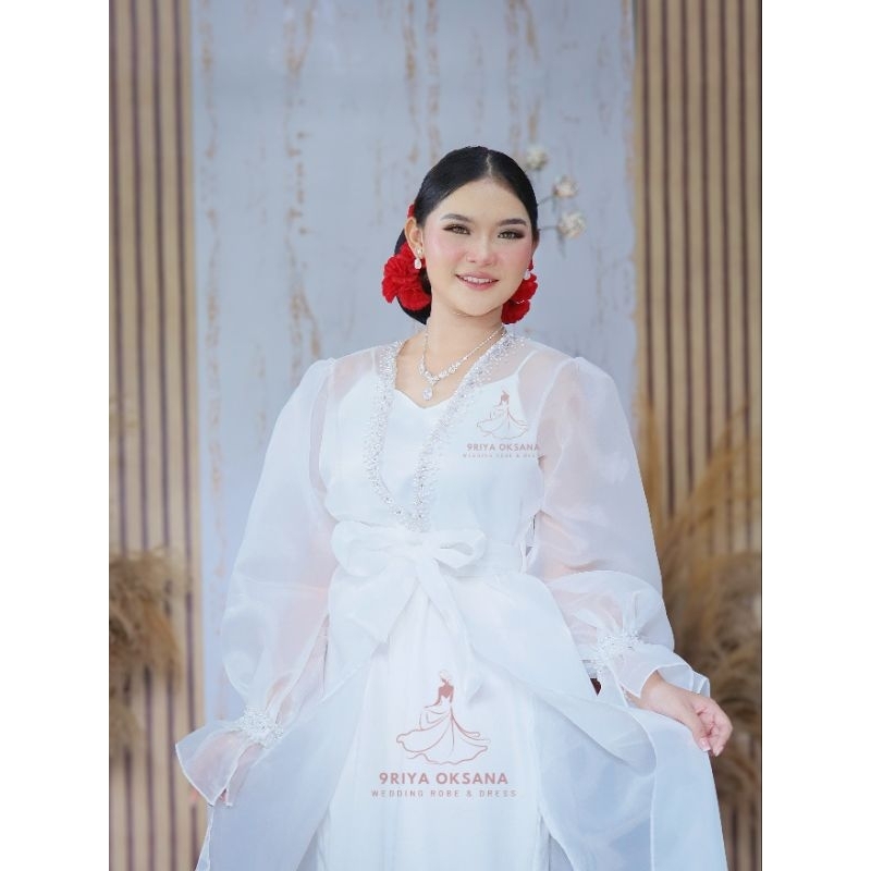 KIRANA - Outer ORGANZA Bride Robe Custom Kimono Pengantin Payet Mutiara Wedding