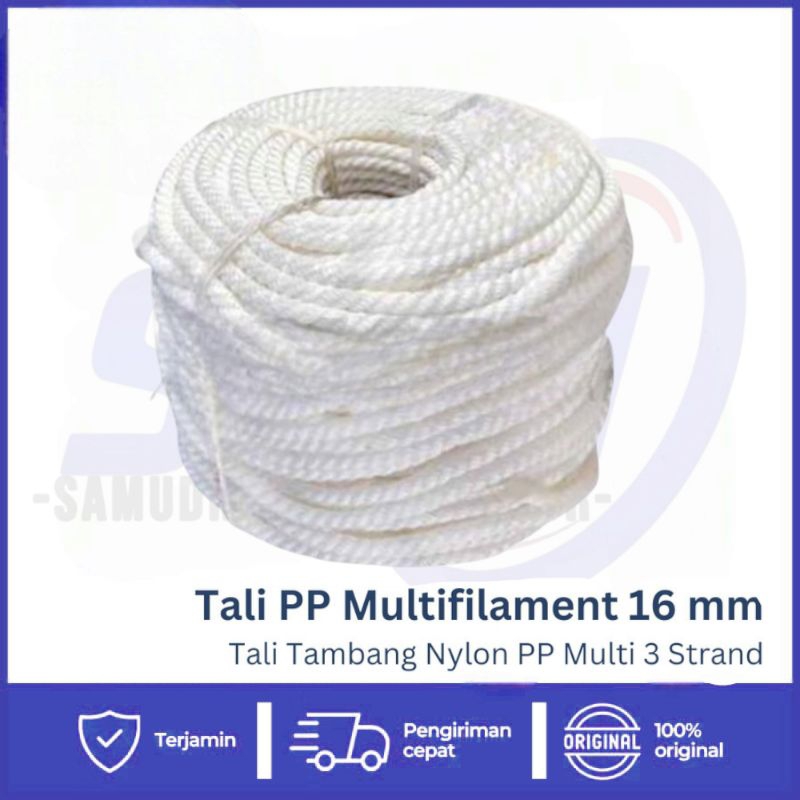 

Tali Tambang Nilon PP Multifilament 16 mm Meter 3 Strand