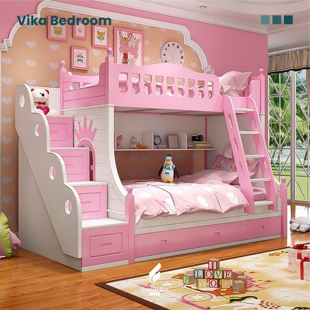 Ranjang tidur tingkat, Ranjang tingkat 3 bed, Tempat tidur anak 3, Kasur tingkat 3 bed, Kamar tidur 
