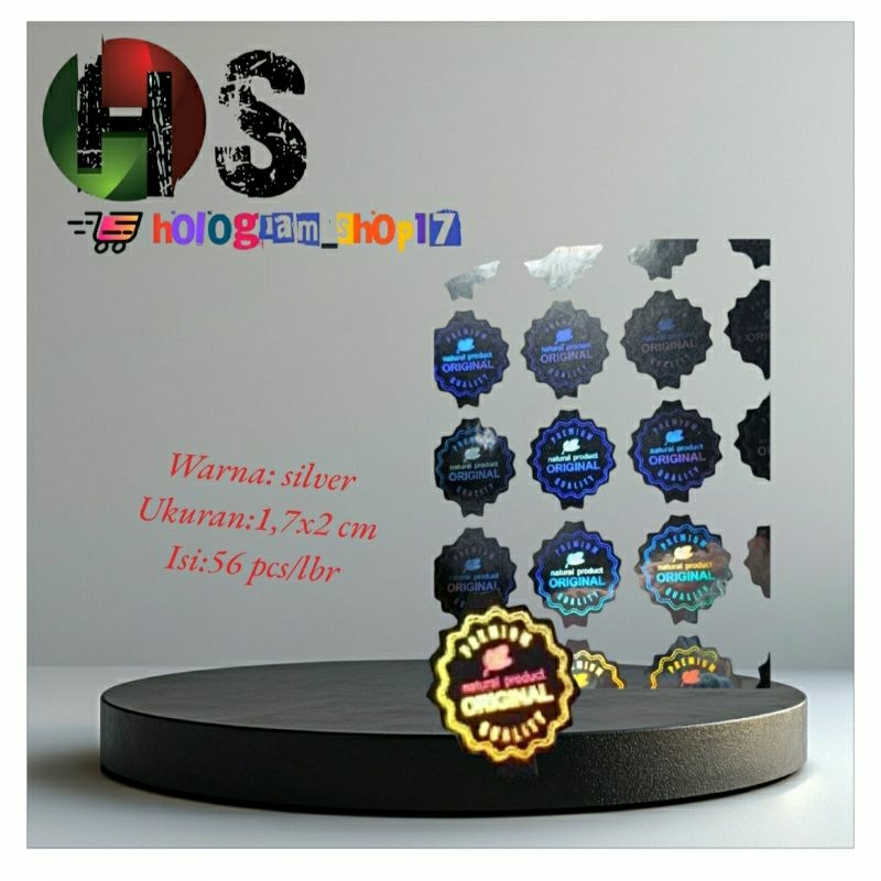

stiker hologram natural produk motif gerigi