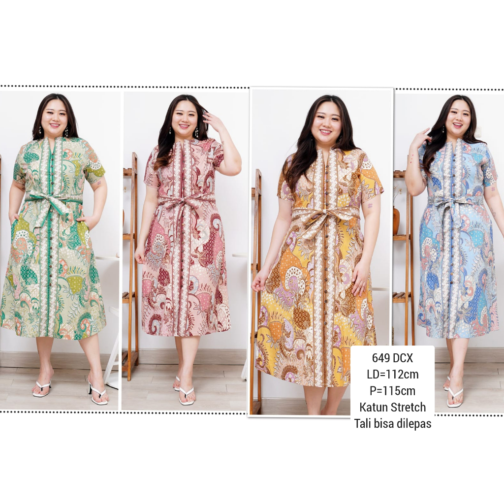 BIGSIZE DRESS UTARI BATIK JUMBO XXL TERUSAN KERJA KANTOR WANITA FASHION 649  MURAH