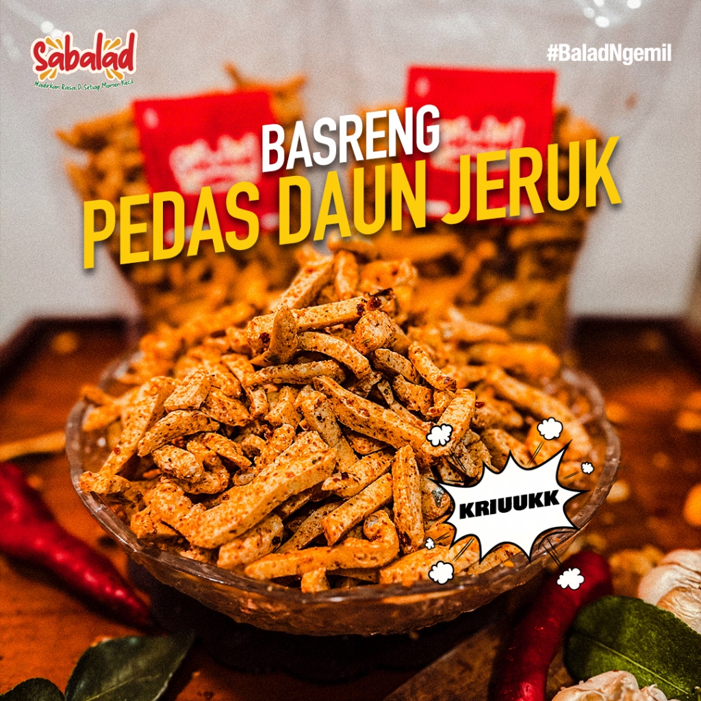 

Basreng Pedas Daun Jeruk - Cemilan Kriuk Gurih & Renyah, Cocok untuk Ngemil & Teman Makan (1kg, 500gr, 250gr, 120gr) by Sabalad Snack