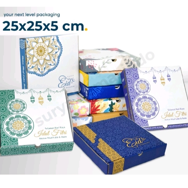 Box 25x25x5 cm (KUE KERING TOPLES 250 gr isi 4) KARDUS/KARTON/KUE KERING/HAMPERS/IDUL FITRI/EID/KOTA