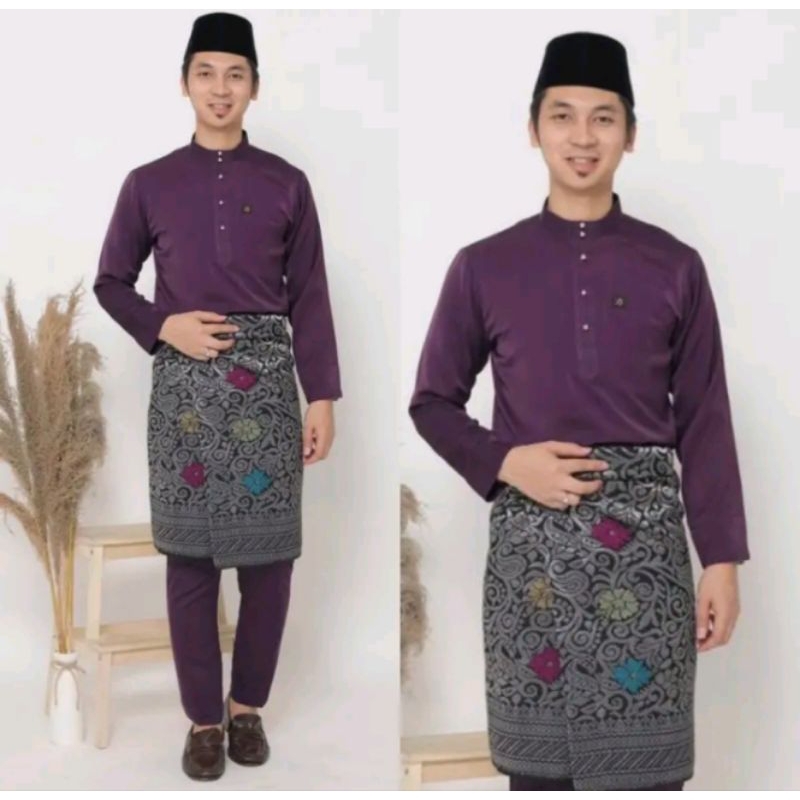 Dirgantara style_baju teluk belanga pria Melayu kurung setelan pakaian adat Malaysia cekak musang Ko