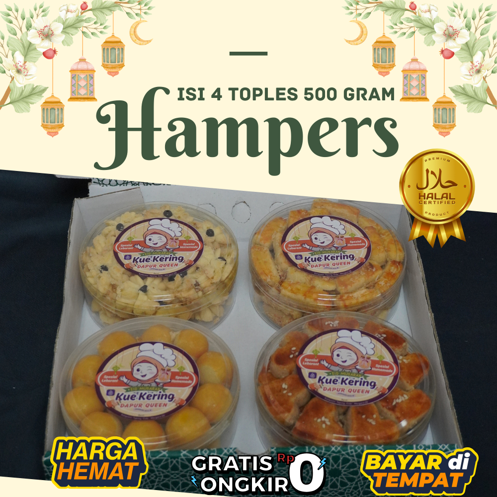 

PAKET KUE LEBARAN PARSEL LEBARAN PAKET KUE KERING LEBARAN ISI 4 TOPLES 500GRAM 100% HOMEMADE