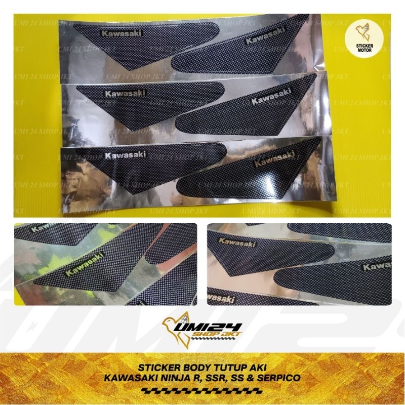 Sticker Motif Carbon (Chroome) polos || Pemanis Body Tutup Aki Kawasaki Ninja R/SSR/SS/SERPICO/DLL
