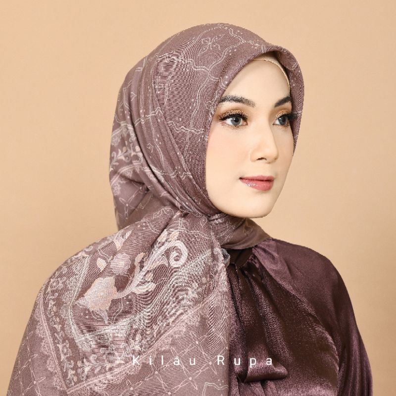 Kilau Rupa-Hijab Voal Premium Motif Etnik-Puspa Mauve