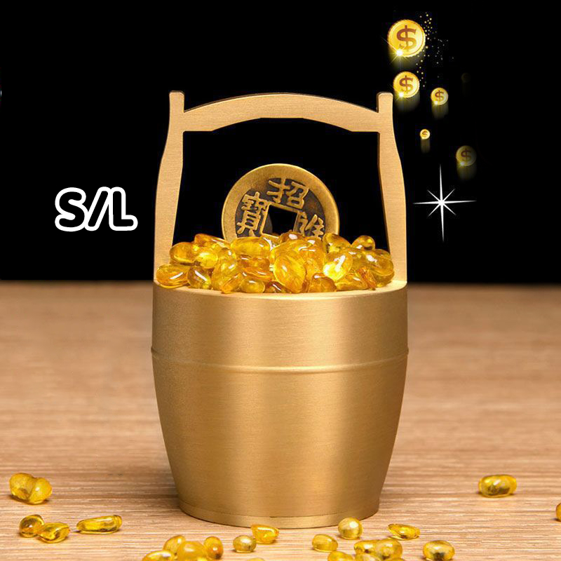 Ornamen Kuningan Ember Ember Sungai Emas Feng Shui Jimat Fengshui Mangkok Pajangan Mangkuk Harta Kar