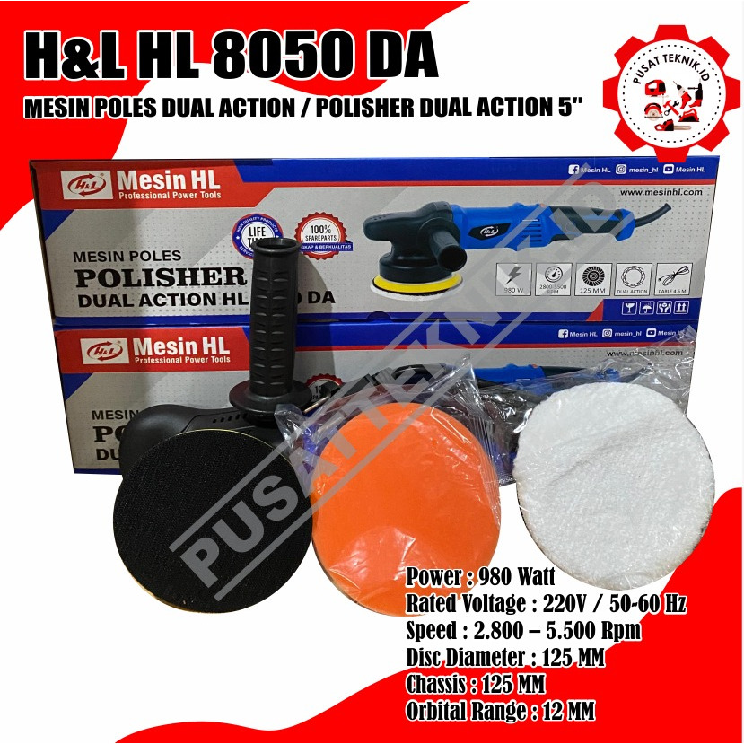 MESIN POLES HNL 8050DA 5 IN POLISHER ORBITAL / DUAL ACTION POLES MOBIL HL8050 DA