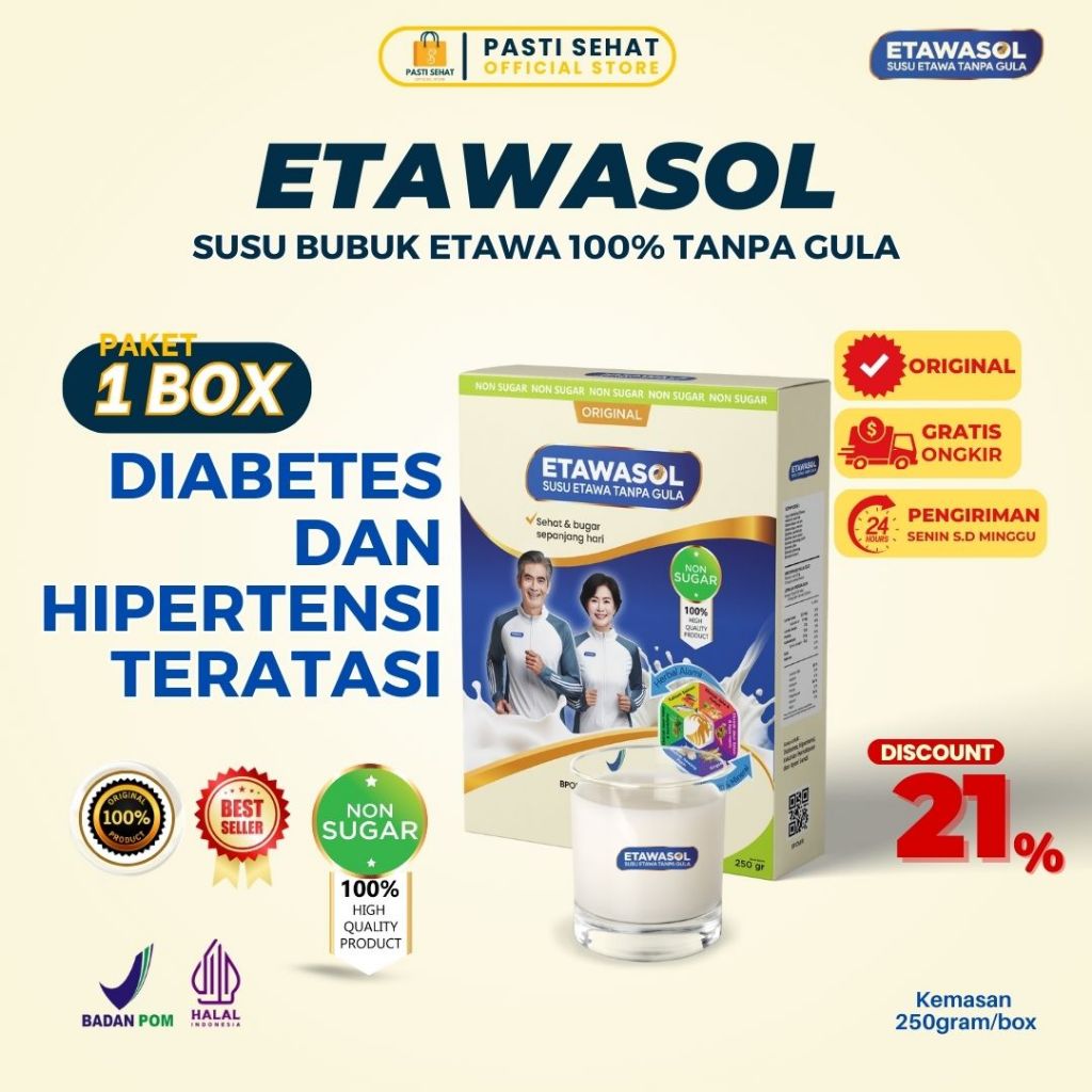 

Etawasol Susu Kambing BPOM Bebas Gula Untuk Diabetes, Hipertensi, Nyeri Sendi dan Pernafasan - 1 Box