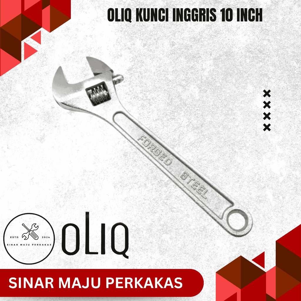 OLIQ Kunci Inggris 10 Inch - Adjustable Spanner Bago 250 mm Forged Steel Wrench