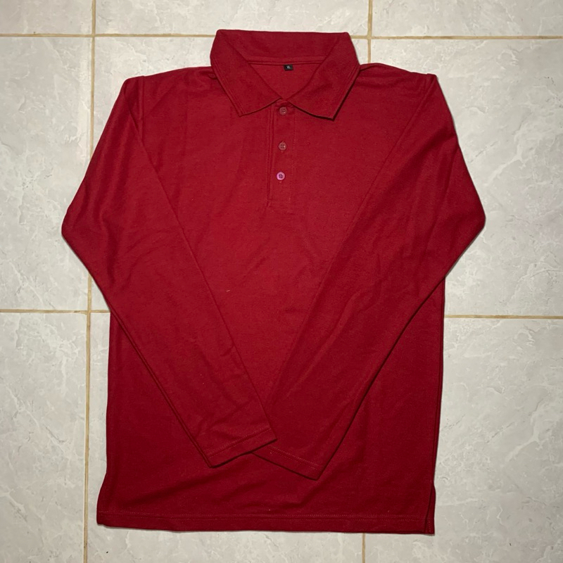 PRELOVED KAOS MERAH MAROON POLO KAOS LENGAN PANJANG