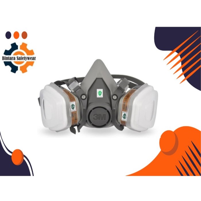 Masker 3M; Respirator 6200, Brand 3M - 3M 6200 Mask