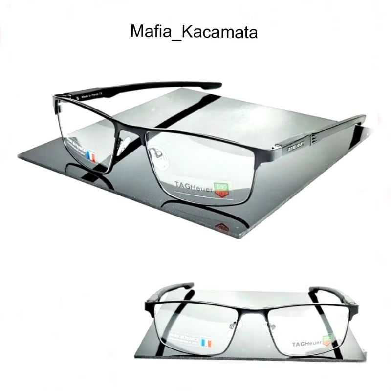 Frame Kacamata Tah Hauer Bahan Titanium Warna Black,Kacamata Pria Sporty Kacamata Full Frame Bisa Mi