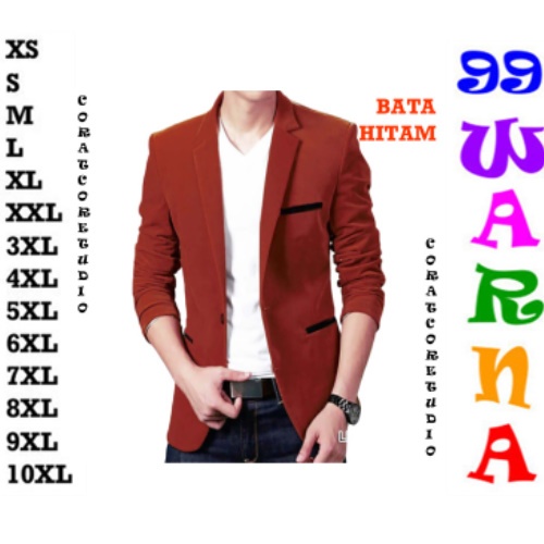 29 WARNA WARNI Blazer Cowok Jas Pria MERAH RED BATA MAROON HATI TUA GELAP LIS HITAM BLACK Tuxedo Sui