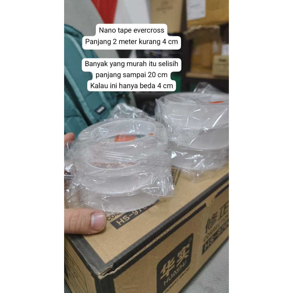 

nano tape double tape bening 2 cm atau 3 cm panjang 2 meter ( seperti foto ada keterangan) tebal 2 mm kualitas bagus evercross satuan