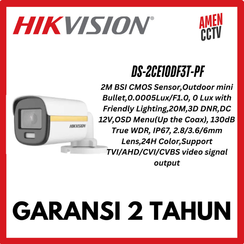 Turbo HD 2 MP 1080PColorvu2 0DF3TSeries DS-2CE10DF3T-PF