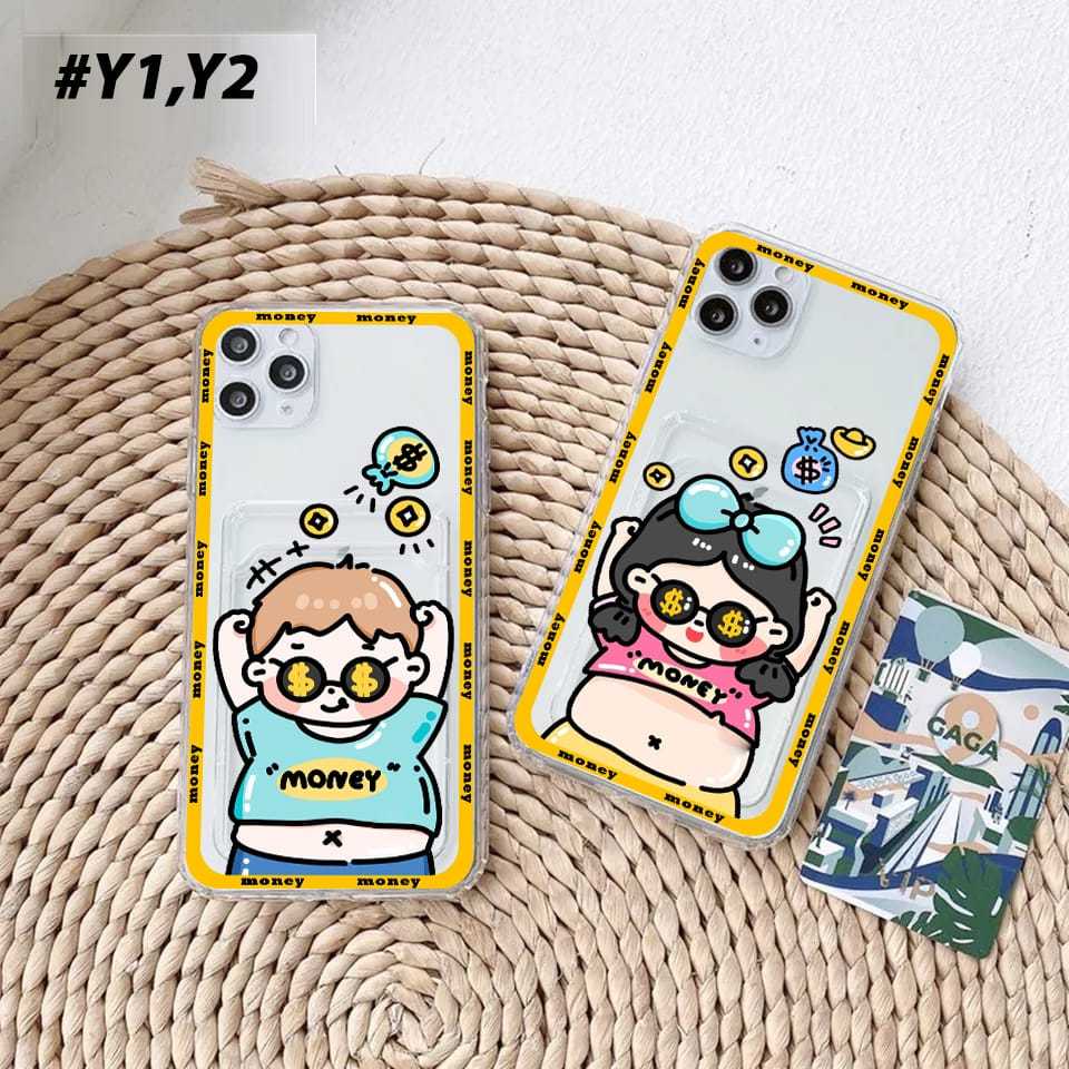 Case Slot Kartu / Card Case Bening Case Gambar Couple Gendut Money for Redmi Note 10 Pro Redmi Note 