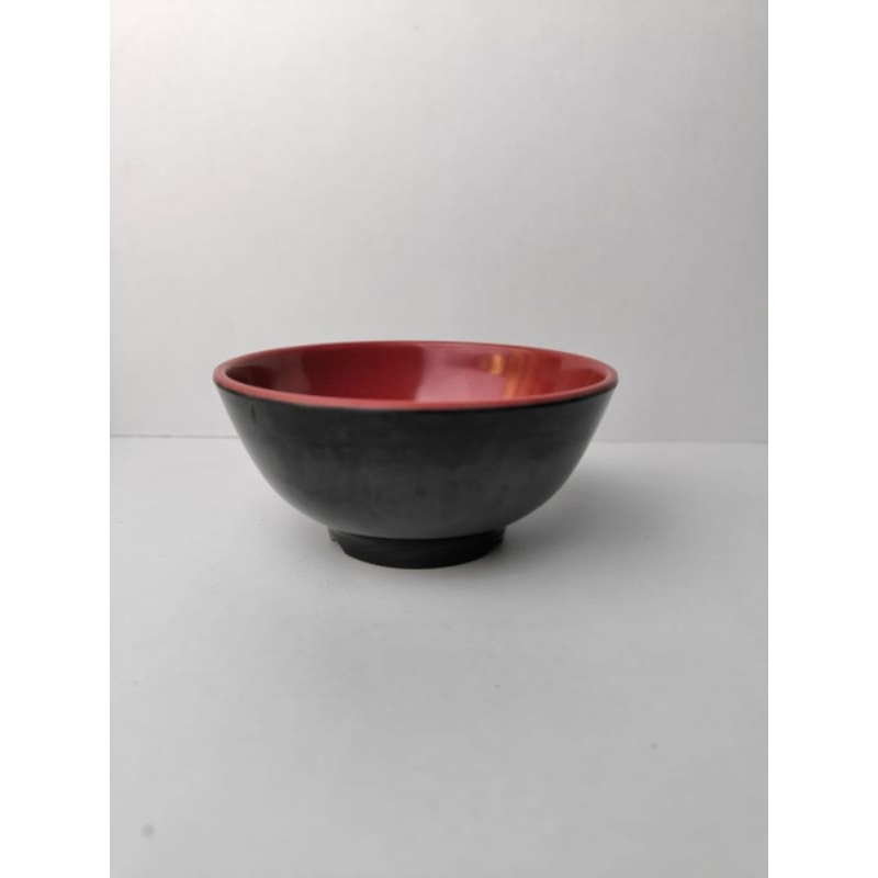 Mangkok Toping Warna Hitam Merah | Mangkok Jepang | Mangkok Melamin 5"