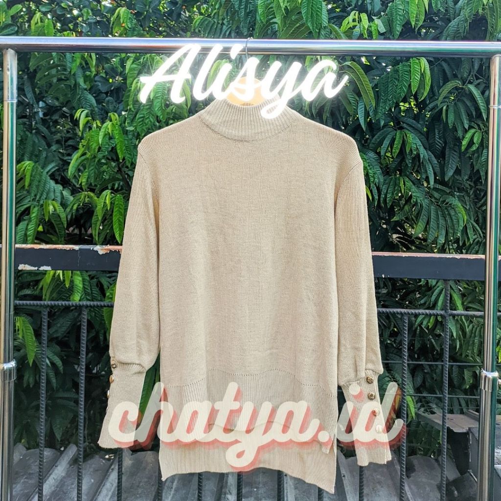 Alisya baju atasan rajut premium Chatya.id [READY] sweater rajut hijab friendly cardigan rajut wanit