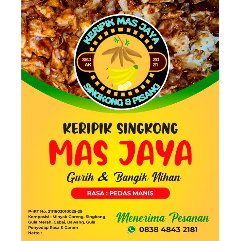 

Keripik Singkong Pedas Manis Mas Jaya Berat 500 gram