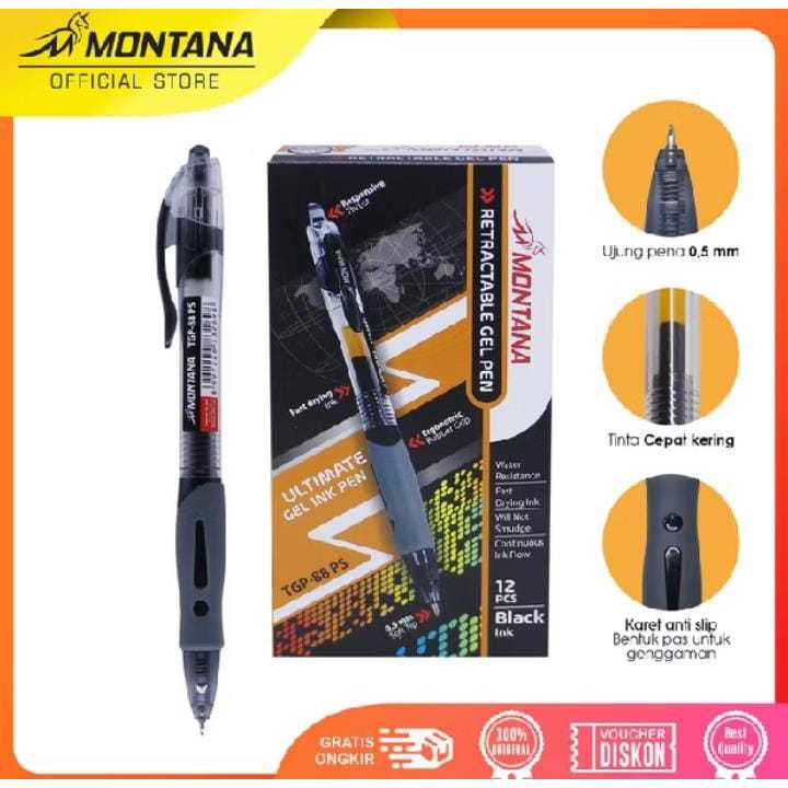 

Montana Gel Ink Pen Retractable TGP-088 PS / Ballpoint Gel 0.5 mm (1 PACK)