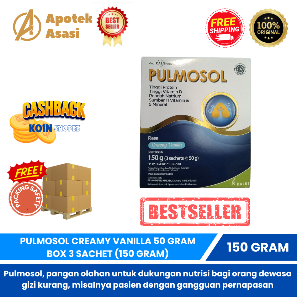 

PULMOSOL CREAMY VANILLA 50 GRAM BOX 3 SACHET (150 GRAM)- Nutrisi Kesehatan Pernapasan