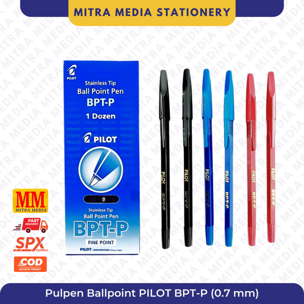 

BOLPOIN PILOT BPTP HITAM BIRU MERAH (PCS) / Pulpen-Pena Pilot BPT-P-BPTP Merah Biru Hitam