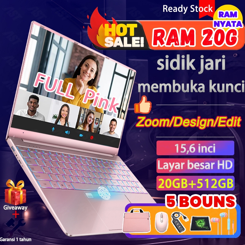 [2025 Upgrat]AST Laptop Pink baru murah 15.6inch ori RAM20g+512GB SSD Windows11+Wifi SMA/SMP