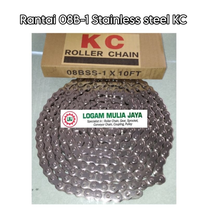 RANTAI 08B-1 SS KC ROLLER CHAIN 08B SINGLE STAINLESS STEEL RS 08B-1 SS