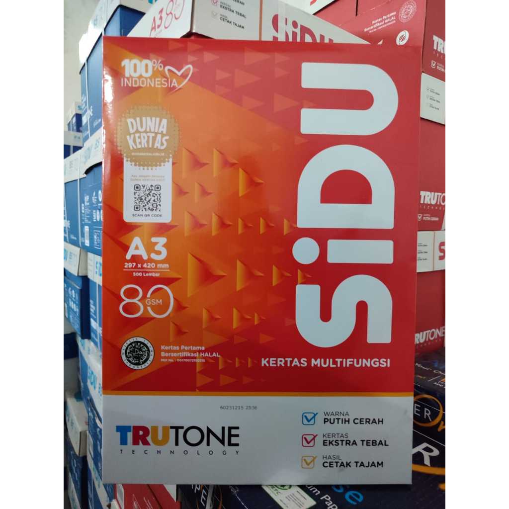 

Sidu Kertas HVS A3 80gsm ( 1 RIM / 500 Lembar )