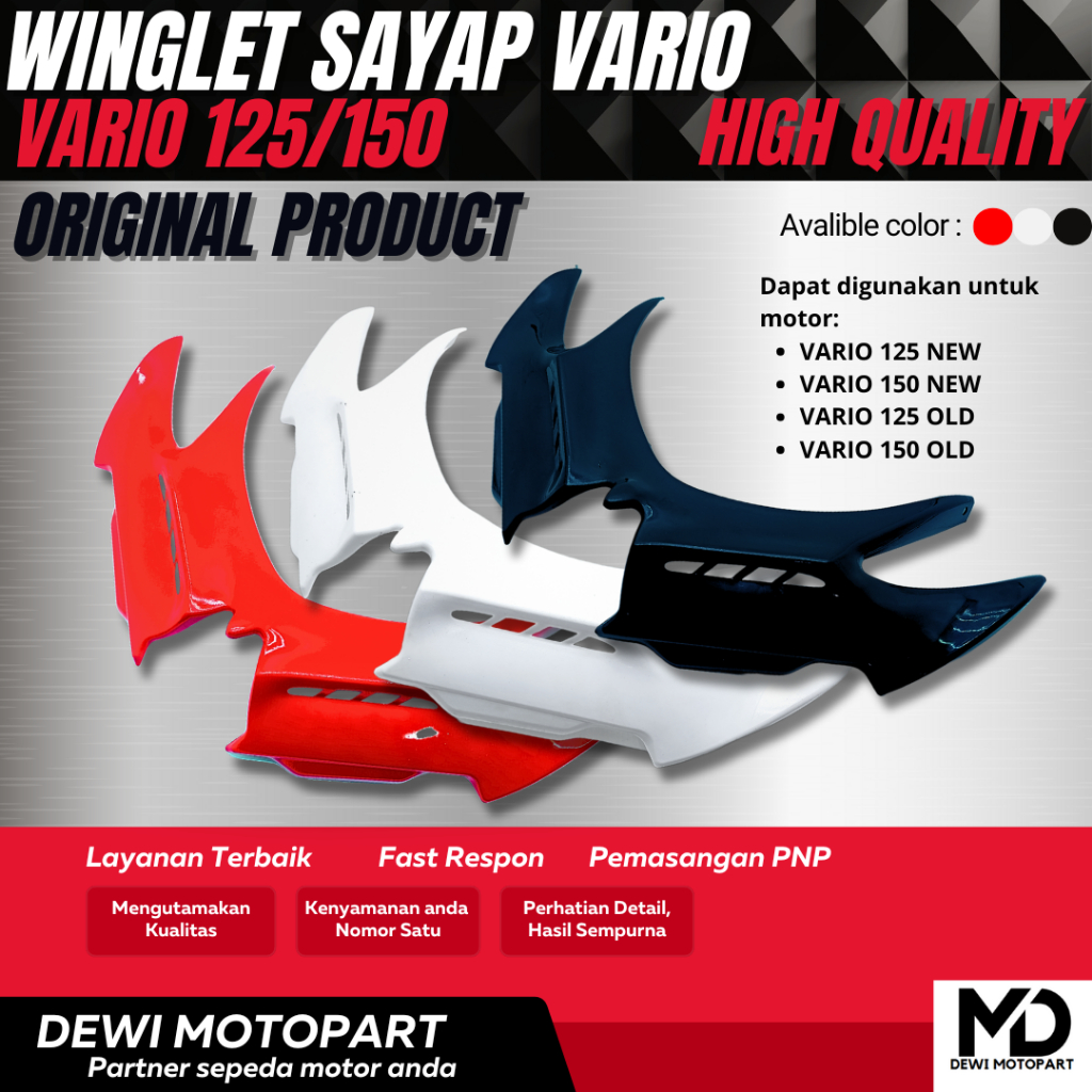 WINGLET DEPAN VARIO ABS 125/150 PLASTIK WINGLET VARIO 125 WINGLET VARIO 150 VARIO LED OLD DEWI