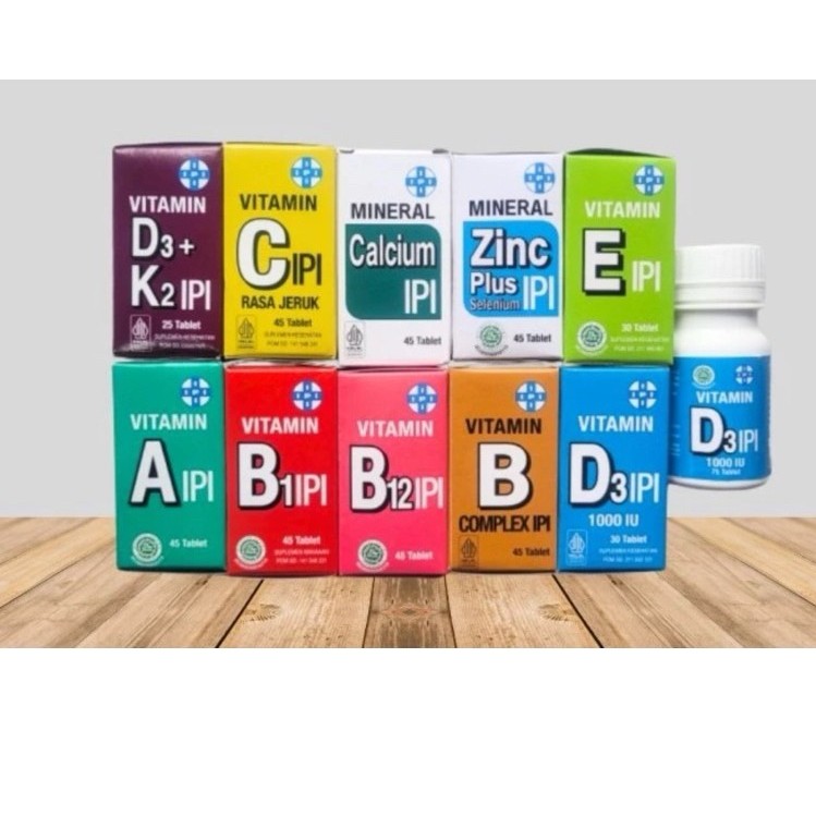 Vitamin A IPI, B1 IPI, B12 IPI, B Complex, C IPI, Calcium IPI, D3 IPI, D3 + K2 IPI, E IPI, Zinc Plus