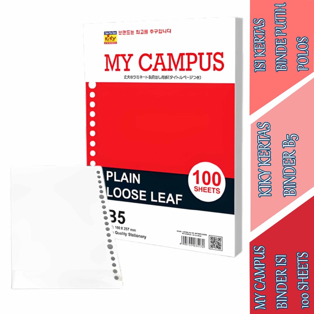 

Kertas My Campus Binder - Kiky B5 - Isi Kertas Binder Putih Polos - Isi 100 sheets