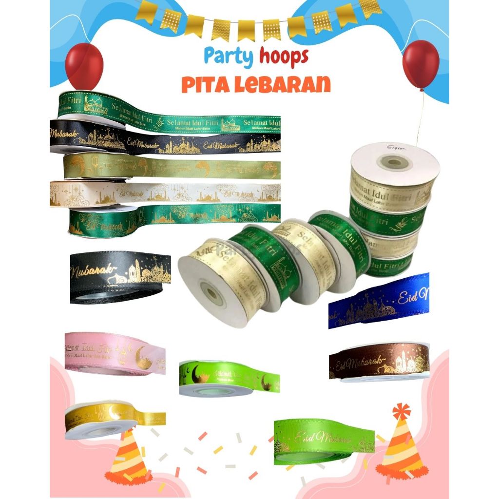 

1meter Pita Idul Fitri 3/4inch Pita Hampers Lebaran Idul Fitri Pita Ramadhan Partyhoops