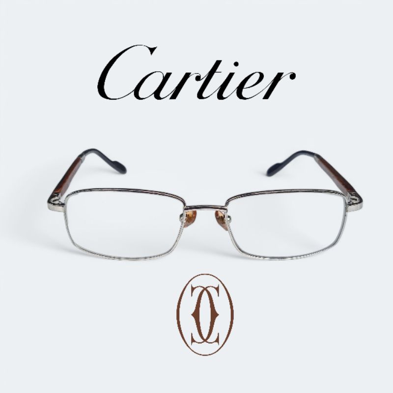 Vintage frame retro kacamata cartier kayu wood