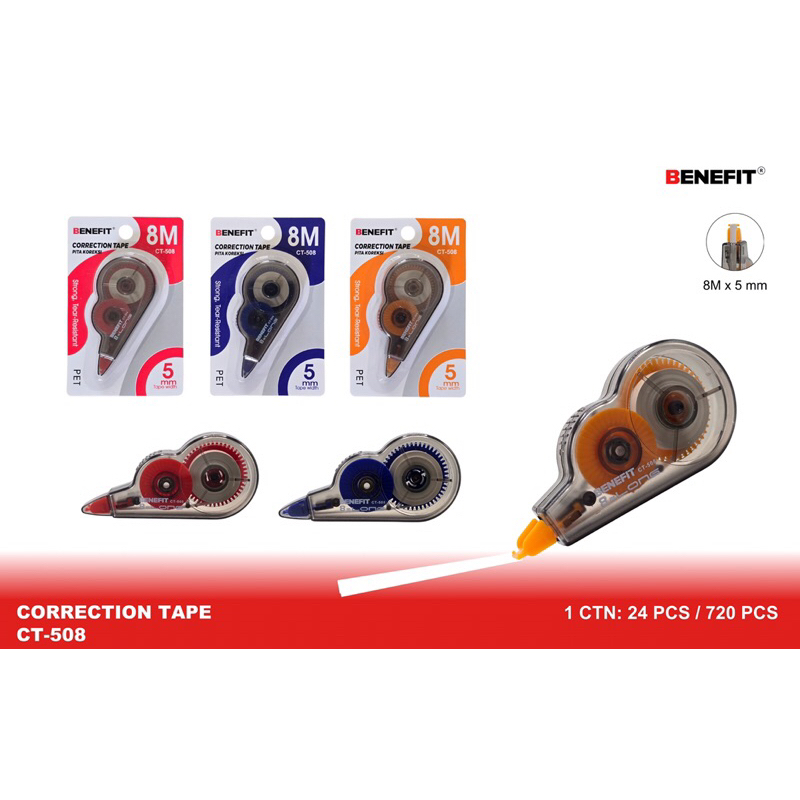 

Correction tape Benefit 8m CT-508 DAN Correction Tape Benefit 12m CT-522