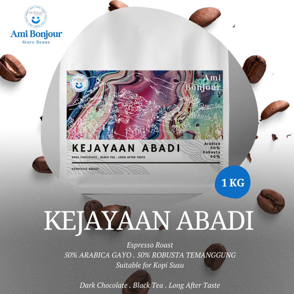 

Ami Bonjour - Kejayaan Abadi 50/50 - Biji Kopi Espresso Roast Coffee Bean - Kopi Susu Blend - 1KG