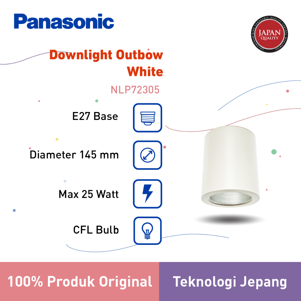 Panasonic Lampu Downlight Outbow Putih Silver Frosted