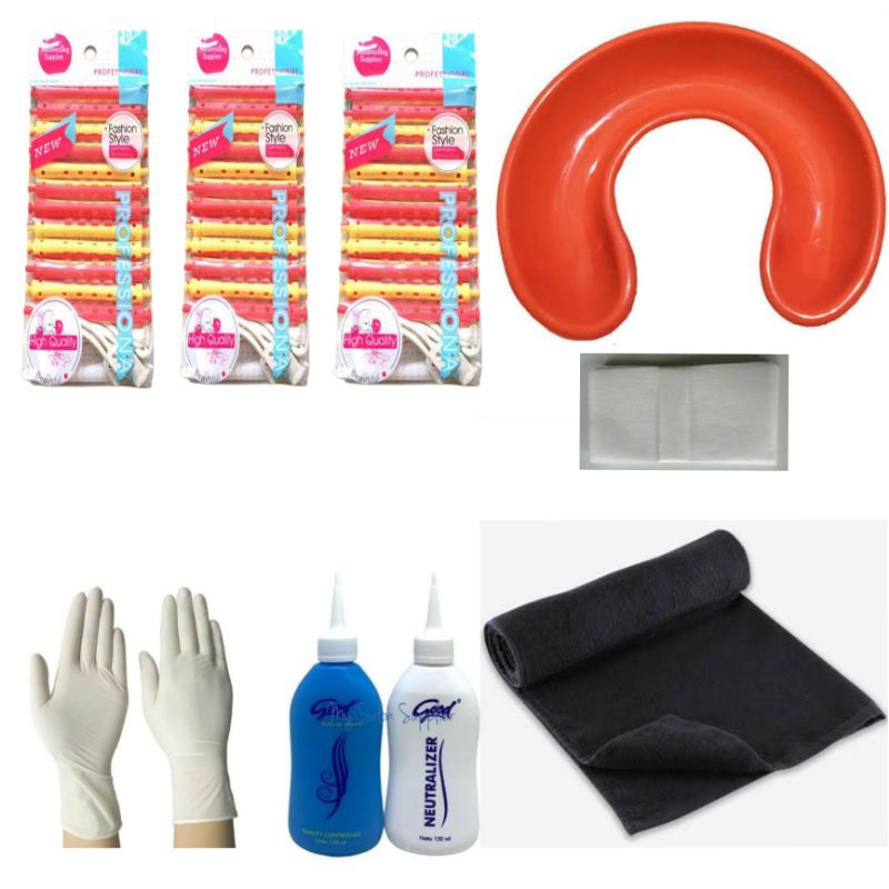 set Alat Keriting Rambut ukuran 1cm Roll rambut Rotto Rambut tatakan leher sarung tangan karet Obat 