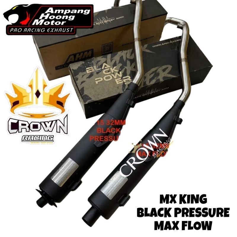 Knalpot AHM Standard Racing Black Pressure / Max Flow Series 32mm Yamaha MX King