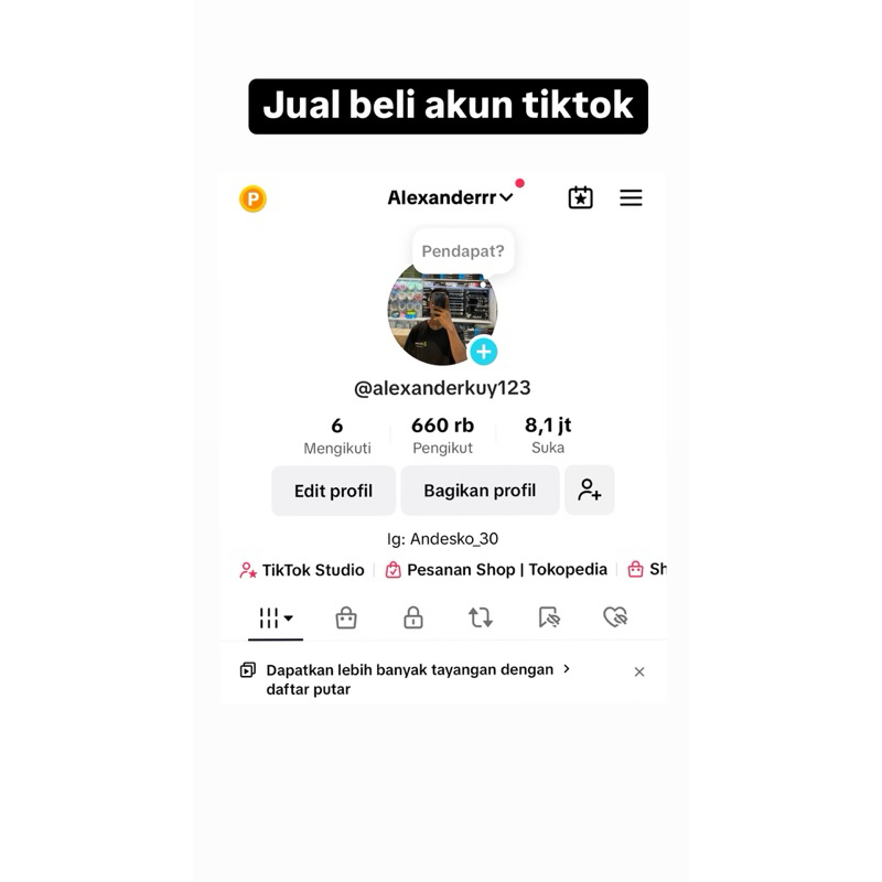 AKUN TIKTOK 600K++ FOLLOWERS