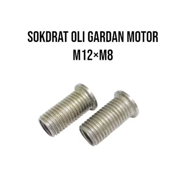 Sok Drat Lubang Baut Oli Gardan Motor M10×M8 . Bosh Drat Ulir Luar Baut 14 Ulir Dalam Baut 12
