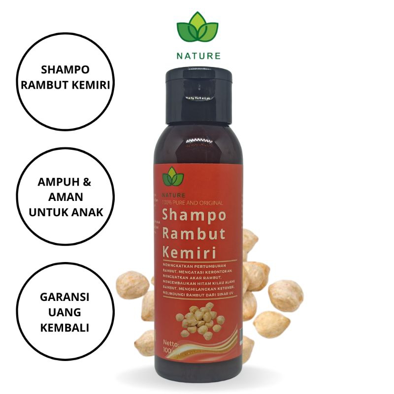 Nature Shampoo Kemiri Nature Penumbuh Rambut Cepat Anti Ketombe dan Rontok Penghitam Rambut Uban 100