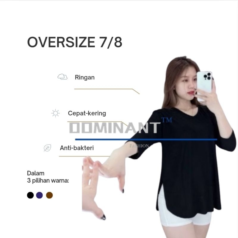 Kaos Oversize Lengan 7/8 Kaos Wanita Atasan Wanita