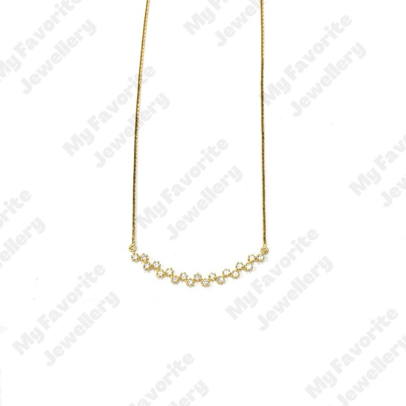 Kalung Fancy Variasi Permata AD Putih (Emas Asli Kadar 700)