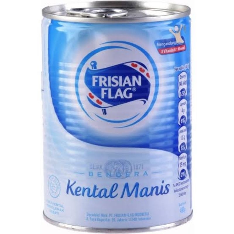 

Susu Kaleng Frisian Flag varian Kental Manis dan Coklat 490g.