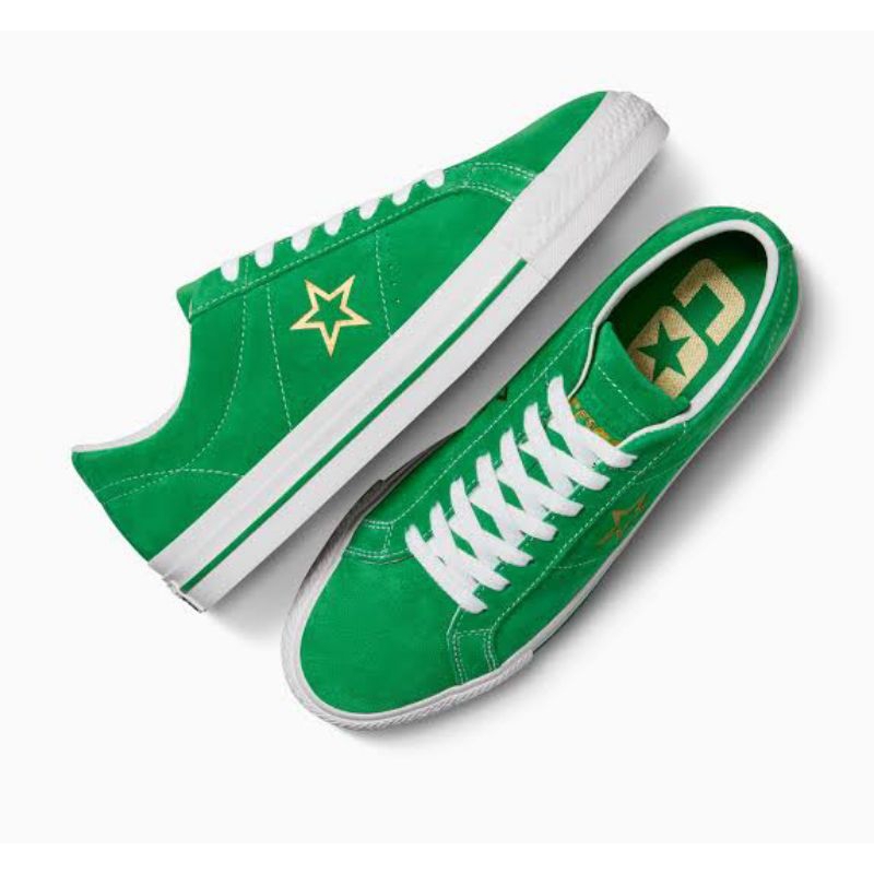 Converse Cons One Star Pro Suede Ox Green/White/Gold A06645c Original Resmi 100%