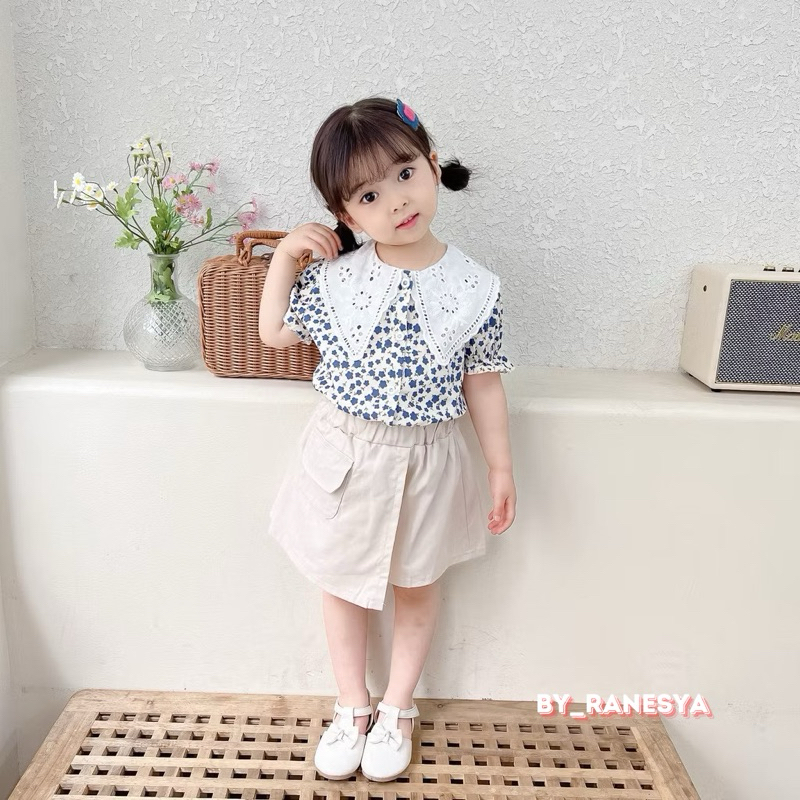 Setelan Kemeja Baju Anak Perempuan Lengan Pendek Usia 1-4 Tahun | Setelan Baju Katun Anak Perempuan 